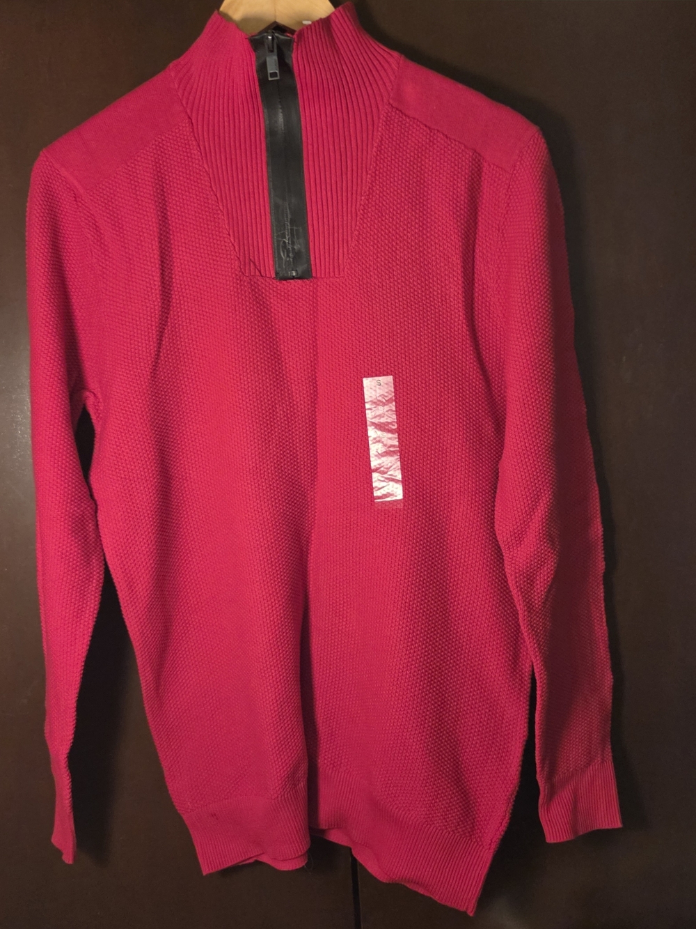Alfani Half-Zip Red Knit Sweater Men Size Small